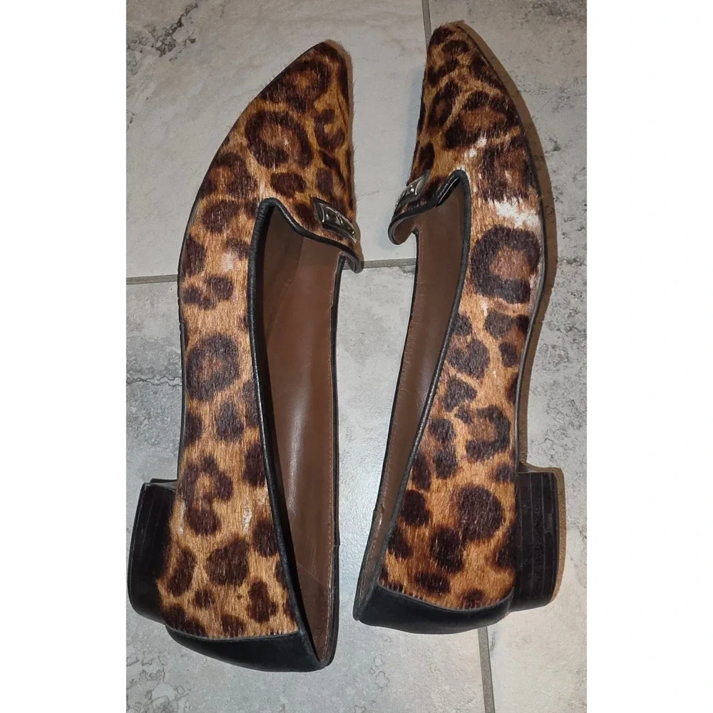 Brighton'Eve' Leopard‎ Print Calf Hair Pointed Toe Flats 9M  *Flaws See Pics